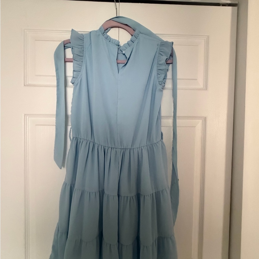 Source Unknown Sky Blue Ruffle Kids Dress